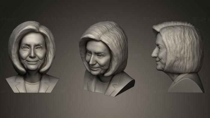 Бюсты и барельефы известных личностей (Нэнси Пелоси, BUSTC_0445) 3D модель для ЧПУ станка